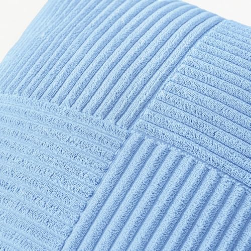Image of MIULEE Light Blue Decorative Throw Pillow Covers 18x18 Inch for Couch Bed Sofa Pack of 2 Boho Farmhouse Throw Pillows Soft Cross Corduroy Patchwork Textured Cushion Cases
