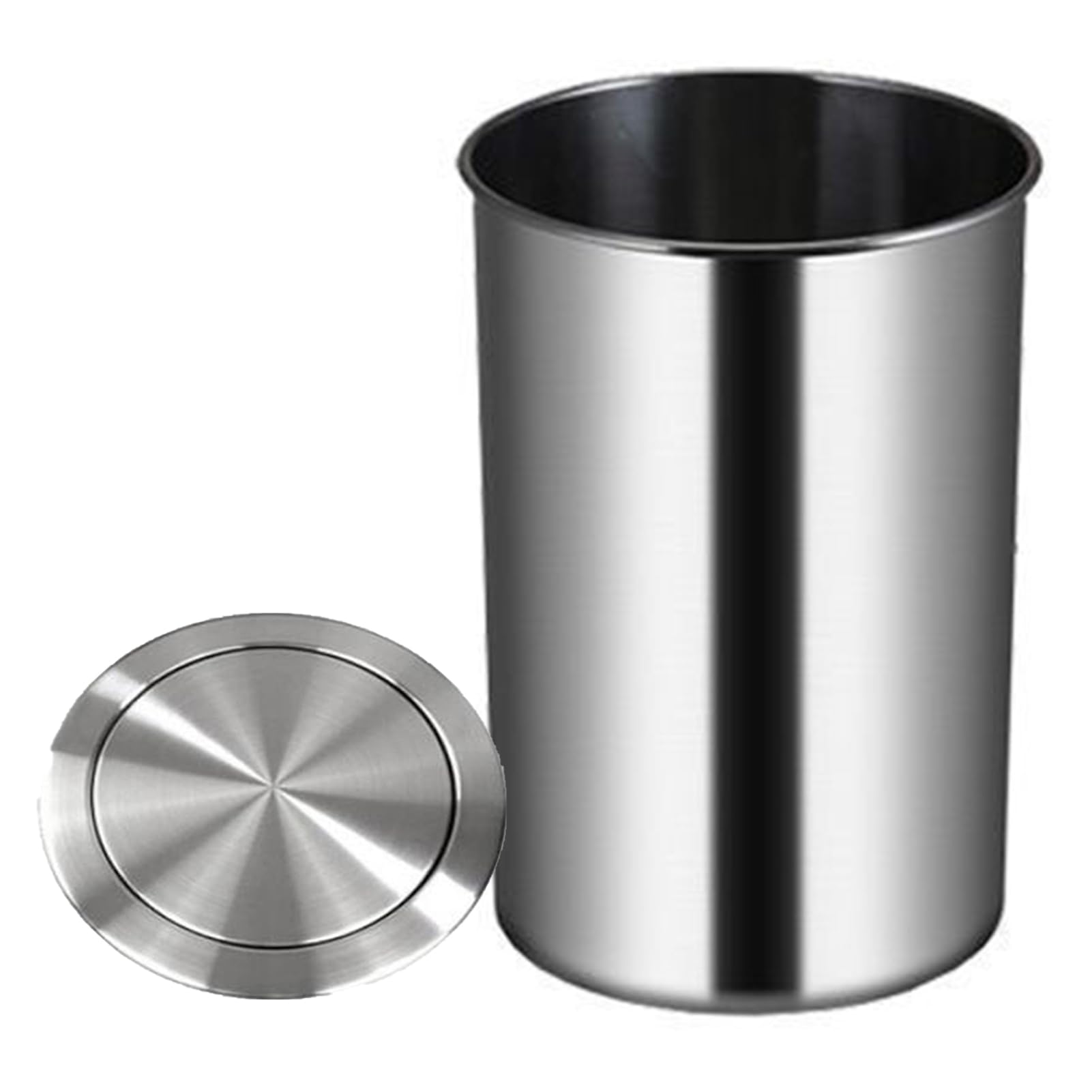 DFGHNBVC Kitchen Built-In Trash Can, Stainless Steel Garbage Flap Lid, Recessed Counter Top Cover Trash Bin Cleaning Bucket, Rubbish Can For Kitchen Bench Office,Cover,Bucket B2