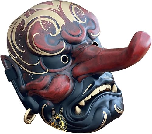 Miniatura 9 de LDesign Máscara japonesa grande de Tengu Samurai Oni máscara de fantasma, máscara de ninja, máscara punk, accesorio de cosplay para Halloween