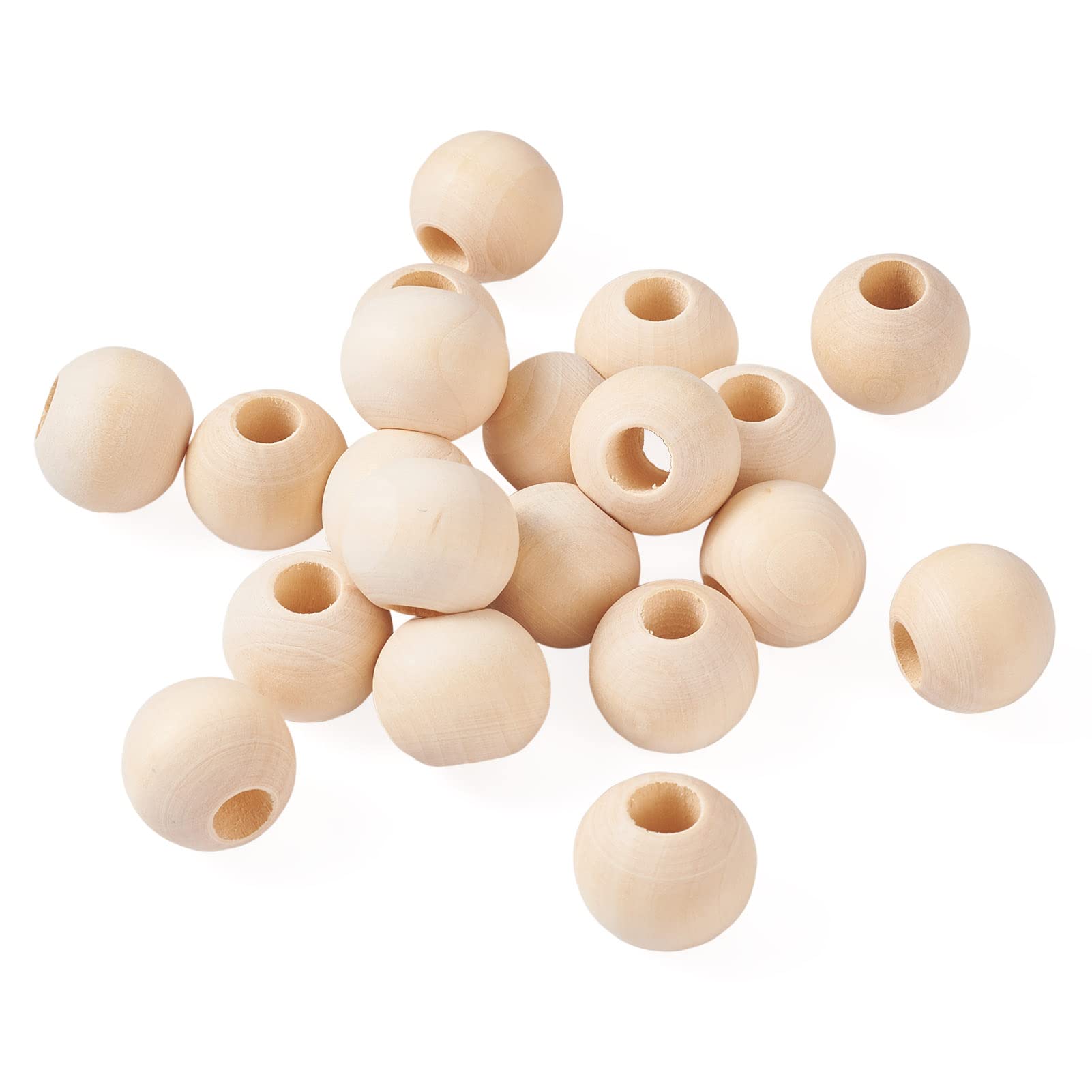 50 Stück Natürliche Holzperlen, 20 Mm Mit Großem Loch (10 Mm) – Für Schmuck, DIY & Basteln