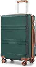 Kono Large Travel Suitcases 23 Kilos 75x48x30cm ABS+PC - Large Suitcase with Silent Wheels 360°, TSA Padlock (Green/Brown)
