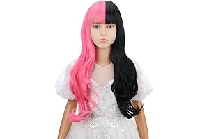 Black Pink Wig with Bangs for Kids