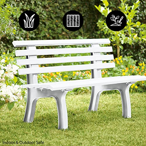 Plow & Hearth Weatherproof German Pvc Outdoor Bench | 2-Seat | Holds Up To 500 Lbs | Garden Patio Porch Park Deck | Steel And Resin | White #TOP1