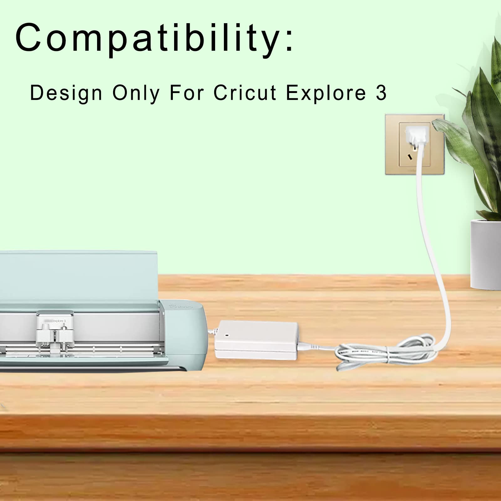 Biały przewód zasilający kompatybilny z maszyną do cięcia Cricut Explore 3, zamiennik kabla zasilania 24 V DC do przewodu zasilającego Cricut Explore 3