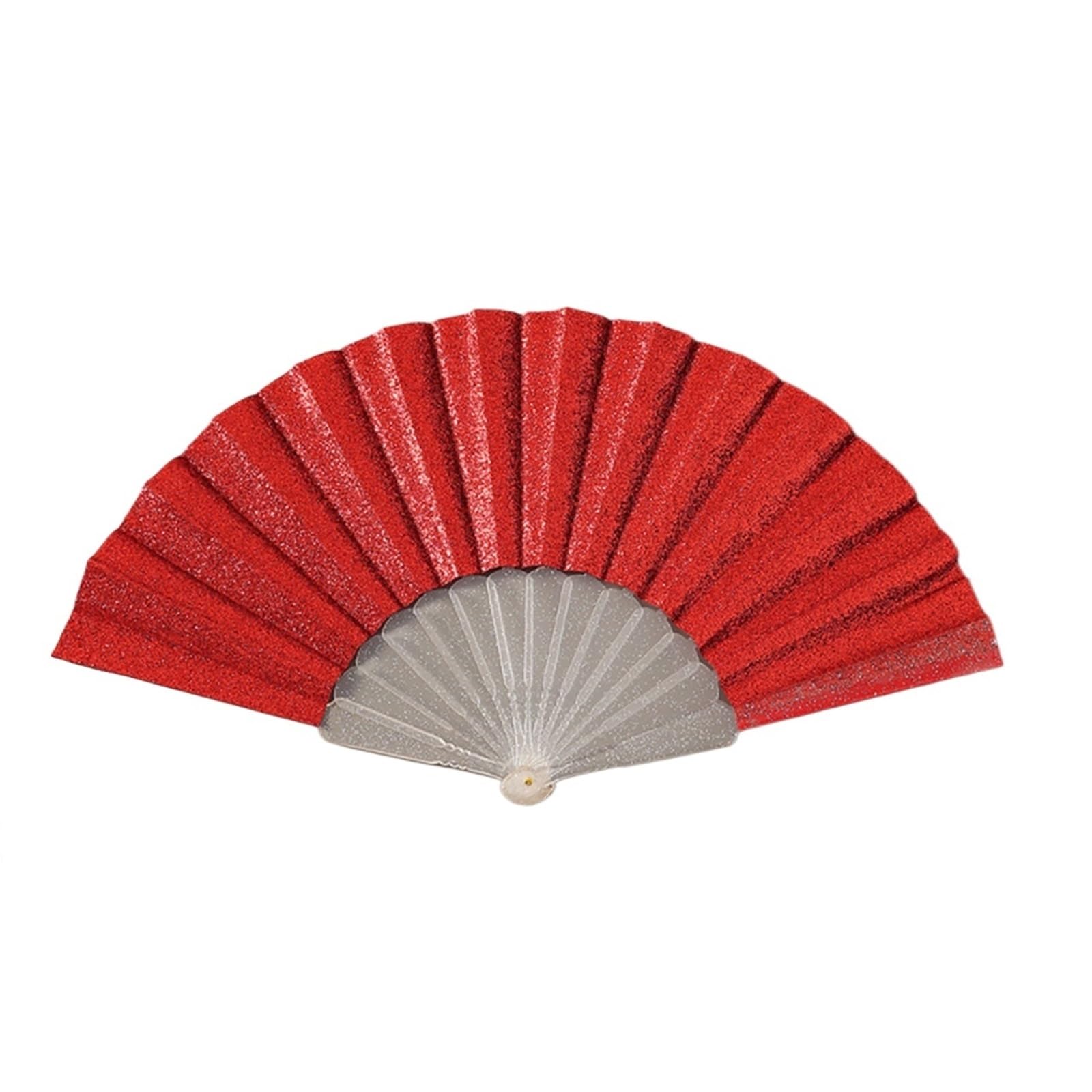 Zeahkri Folding Fans 6pcs Sparkling Colorful Glitter Fan Handheld Folding Fans Summer Accessories Dance Prop Wedding Party Decoration Gift for Wedding Performance Dancing(Red)