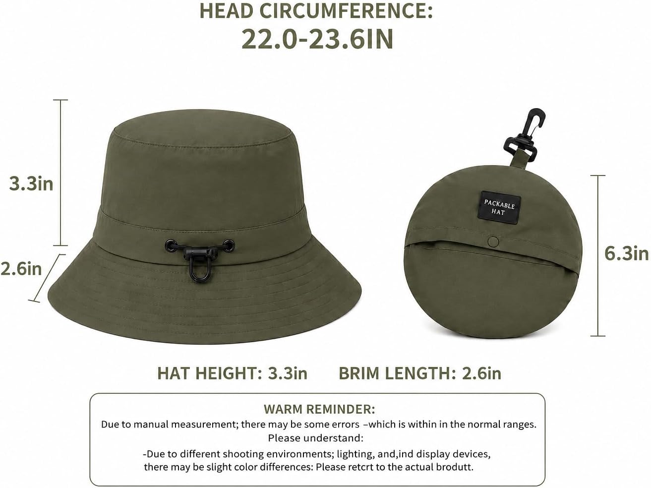 Packable Outdoor Bucket Hat – Lightweight Waterproof Quick-Dry Sun Hat for Hiking & Fishing