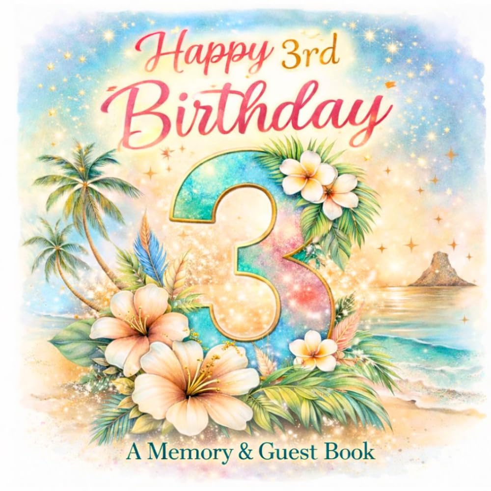 Happy 3rd Birthday: A Tropical Memory & Guest Book for Birthday Wishes, Smiles & Special Moments