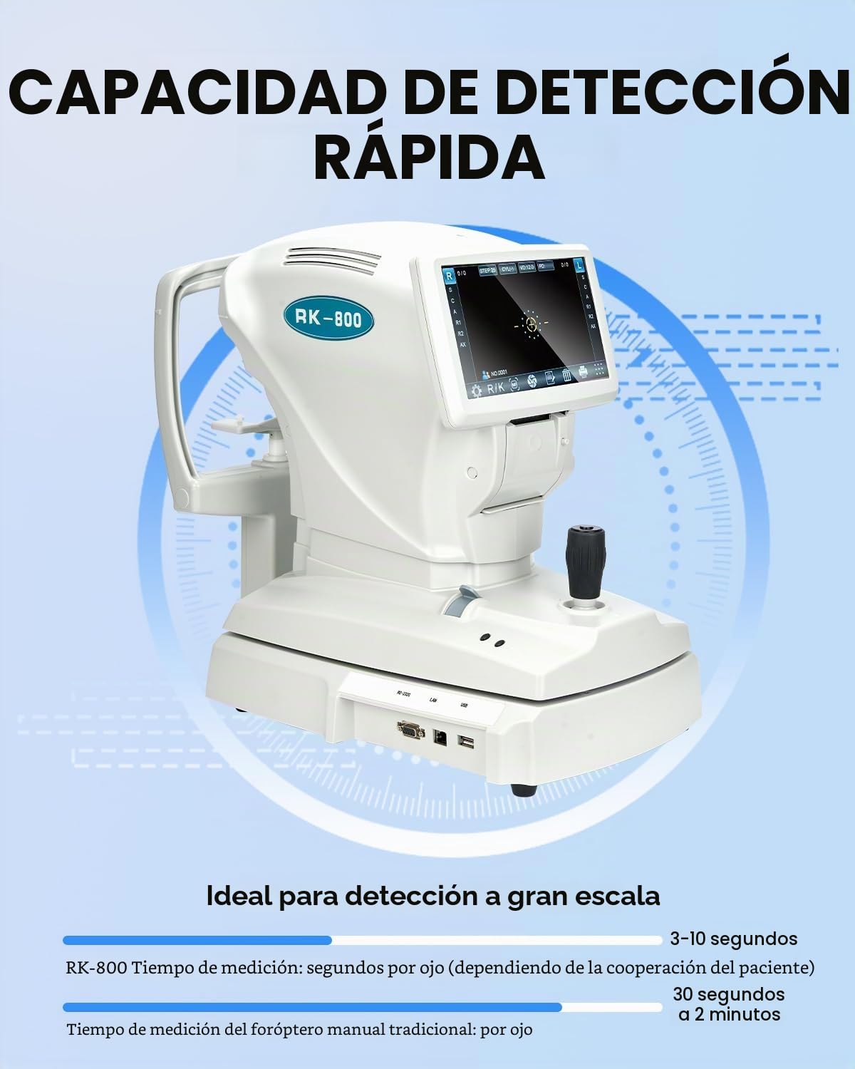 Medición automática del refractómetro El poder de la curvatura de la córnea Refractómetro automático con queratometro Óptico Op tometry Machine Autorefractor RK-800