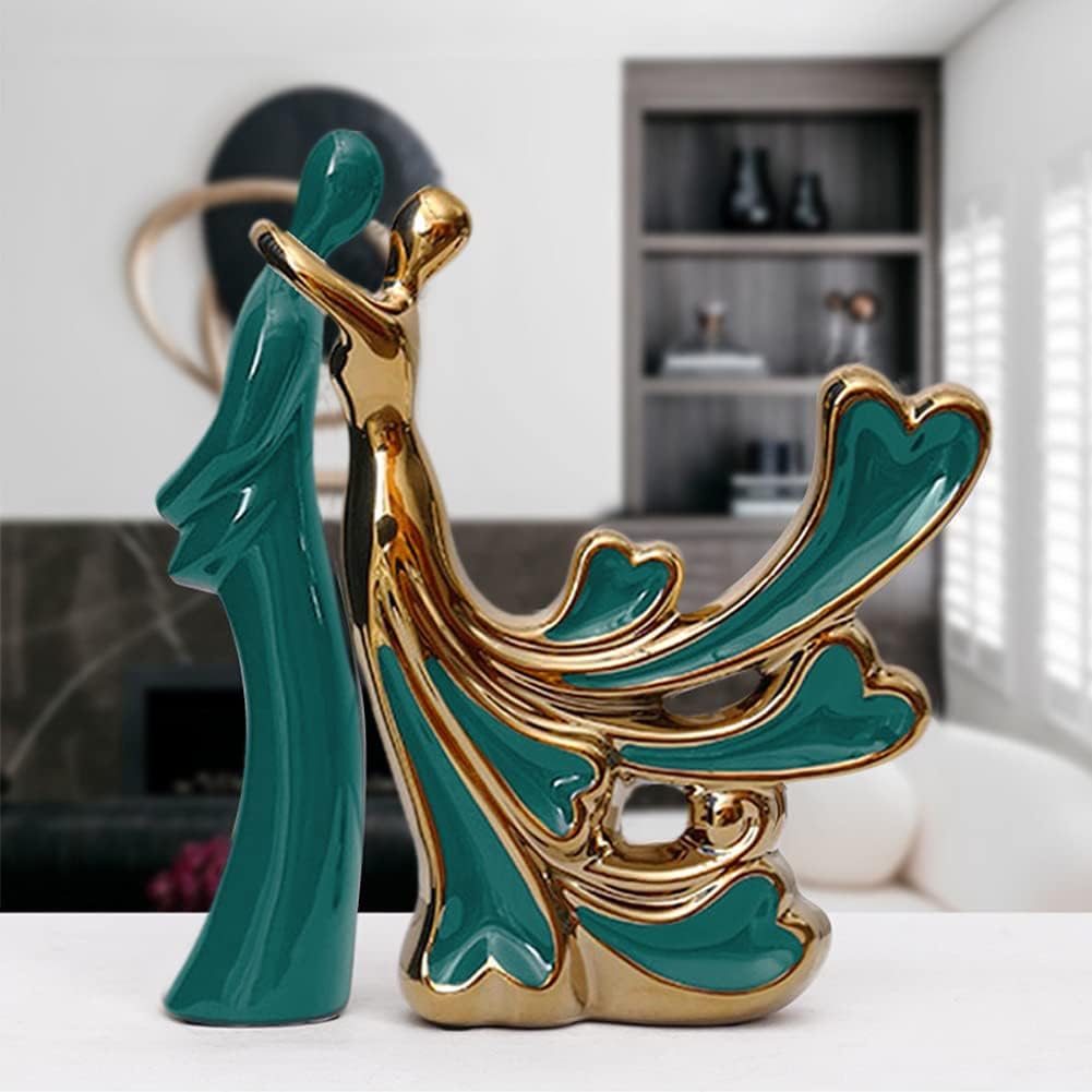 Ceramic Lover Embrace Couple Figurine Lady Man Lovers Statue Abstract Sculpture Romantic Metal Ornament Couple Figurine Wedding Gift Home Living Room Office Desktop Shelf Decor - Image 4