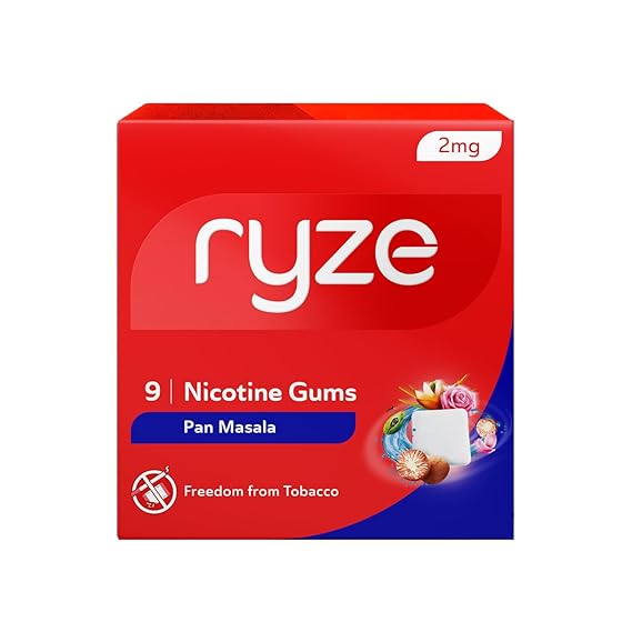 RYZE Nicotine Gum 2mg | Pan Masala - Pack of 3 (27 Gums| Soft Chew, Easy on Throat, Sugar Free | Aids in Quitting Smoking & Chewing | Smoking Cessation |