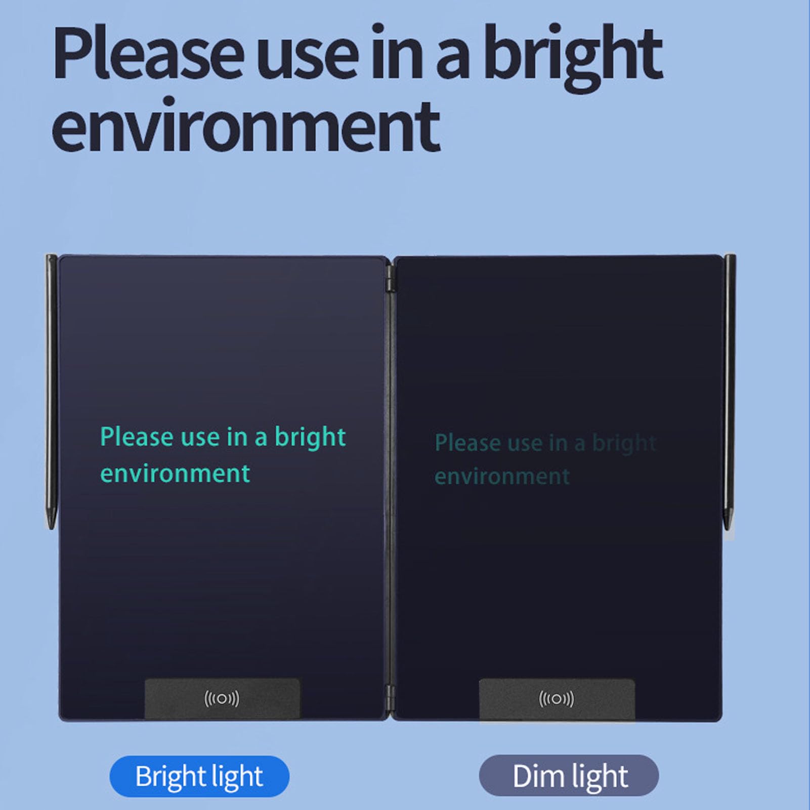 Cuifati Tavoletta LCD da Scrittura Pieghevole da 14,3 Pollici, Blocco da Disegno a Schermo Intero Design Senza Cornice, Display Verde con Penna Stilo, Tavolo da Disegno LCD