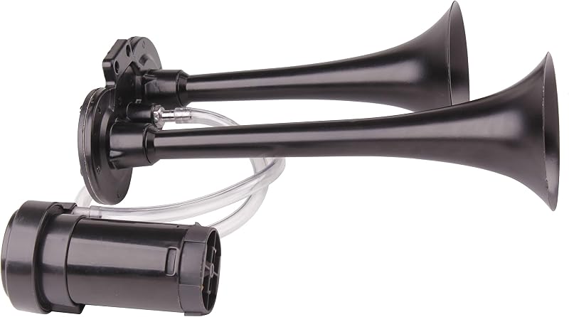 FARBIN 150 dB Dupla Kürt Autóhoz - 12V Univerzális Légkürt Kompresszorral és Gombbal - Autó, Teherautó, SUV Kompatibilis - Fekete