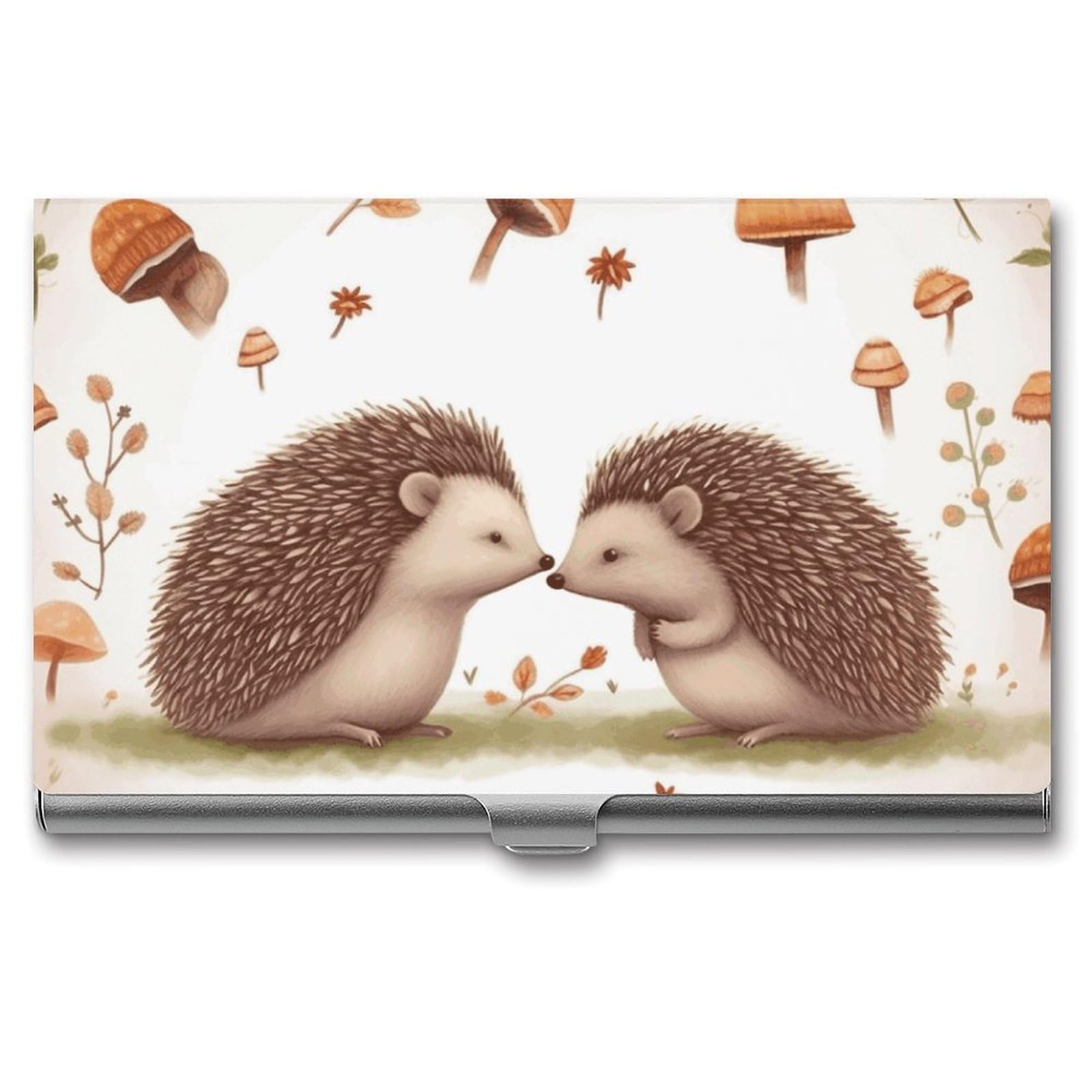 JTREHY Nature Lovely Hedgehog Lovers Business Card Case Convenient to Carry Business Card Dispenser Durable Not Prone to Wear And Tear Business Card Holder for Men & Women