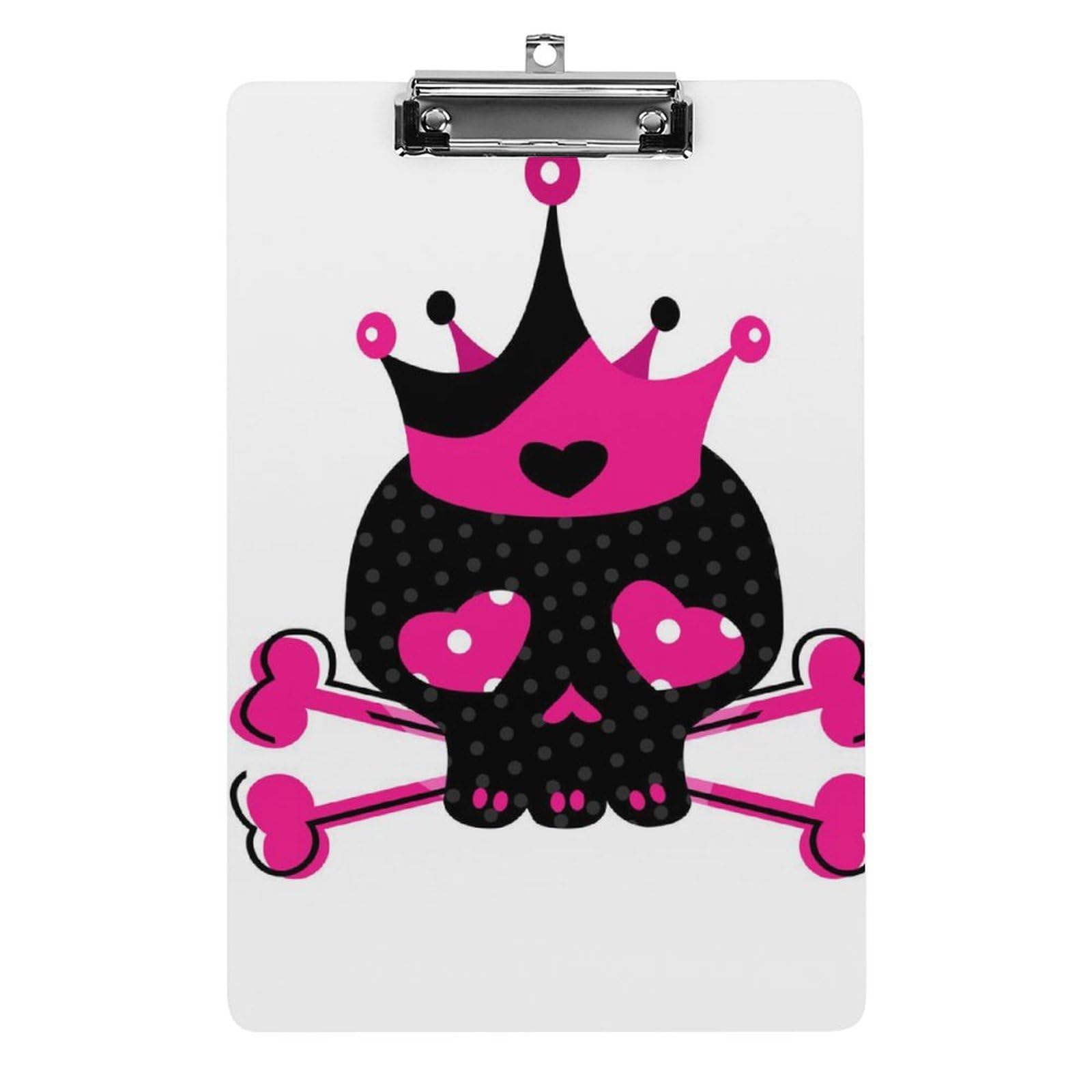 Porte document avec clip A4 crâne rose et planchette rigide - 8