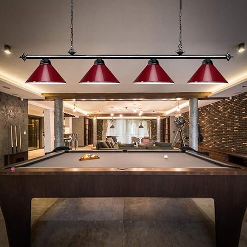 Miniatura 5 de Wellmet Luz de billar  4 lámparas con pantalla de lámpara para mesa de billar de 7 a 8 pies, sala de juegos, cueva de hombre