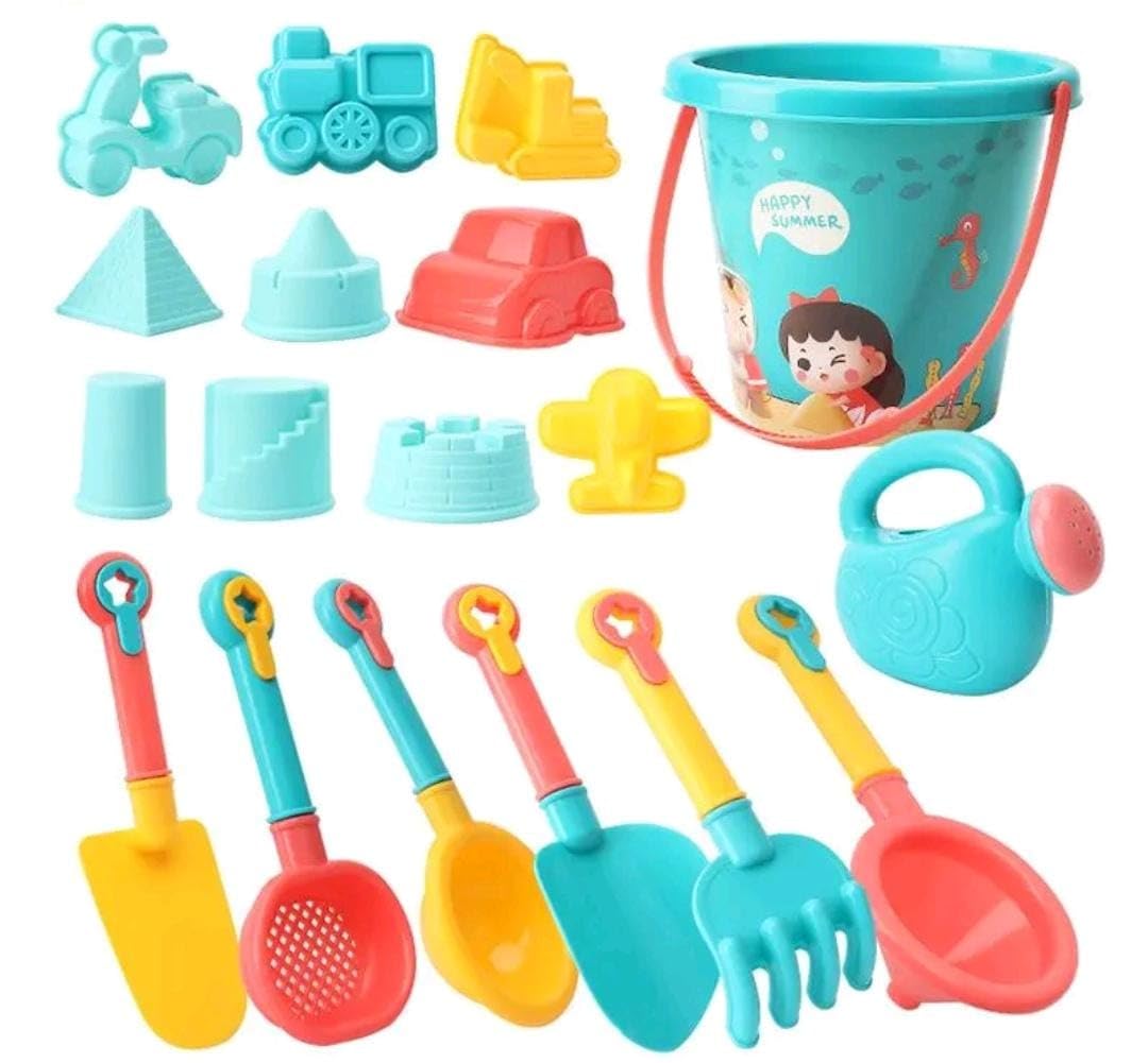 Kids Beach Sand Toys Set,Multifunctional and Versatile Sand Castle Toys,Sandbox Toys with Bucket,Shovel,Rake,Sifter,Watering Can,Beach Toys for Kids Boys Girls 18 Pec