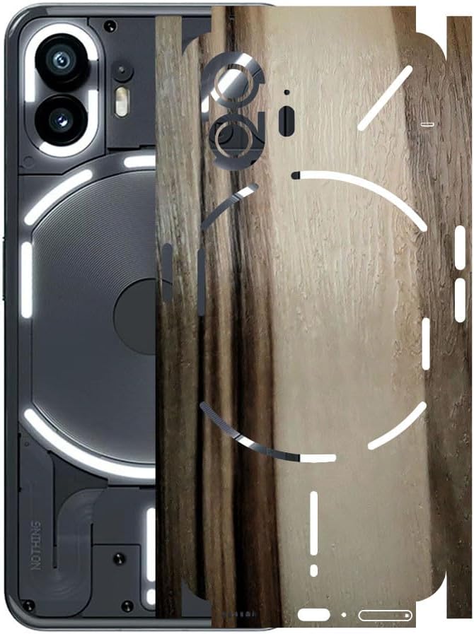 AtOdds - Compatible for Nothing Phone 2 - Mobile Back Skin Sticker - Lamination - Film Wrap (Coverage - Back+Camera+Sides) (Design - Teak Wood)