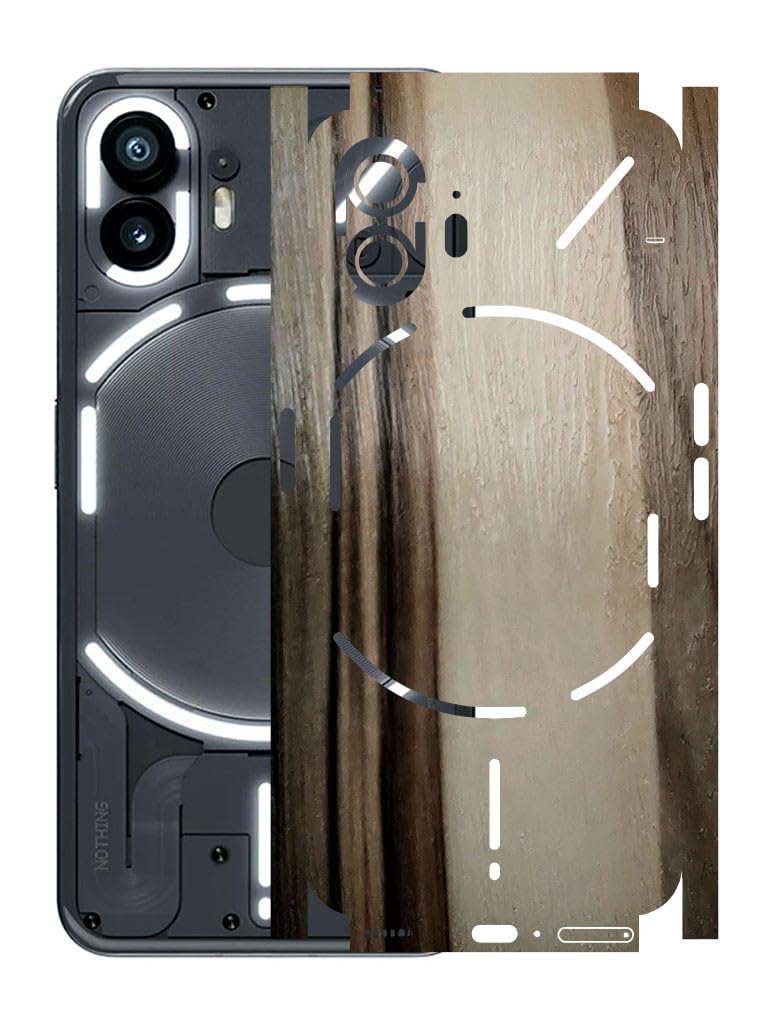 AtOdds - Compatible for Nothing Phone 2 - Mobile Back Skin Sticker - Lamination - Film Wrap (Coverage - Back+Camera+Sides) (Design - Teak Wood)