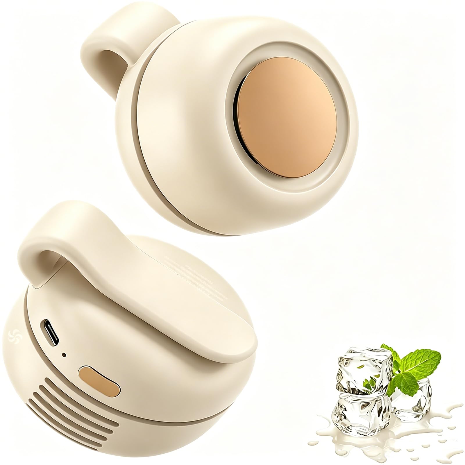ZVD Mini Ventilatore Silenzioso Senza Pale, Ventilatore Portatile Silenzioso Mini Senza pale Con Clip, per Viaggio, Ufficio, Camicia, Regalo Estivo per Gli Amanti Del Tempo (Bianco sporco*2pcs)