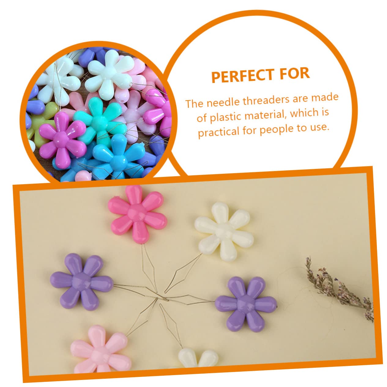 NUOBESTY 4 Set di Cucito per Cucire A Mano Infila Ago A Forma di Fiore Strumenti per Ricamo 50 Pezzi * 4