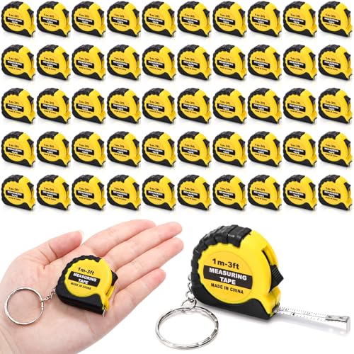 Cididu 50 Pack Mini Tape Measure Keychains, 3 Ft Small Tape Measure Inch Metric Scale, Measuring Tape Retractable with Stable Slide Lock, Pocket Soft Tape Measure for Party Favors Birthday Daily Use
