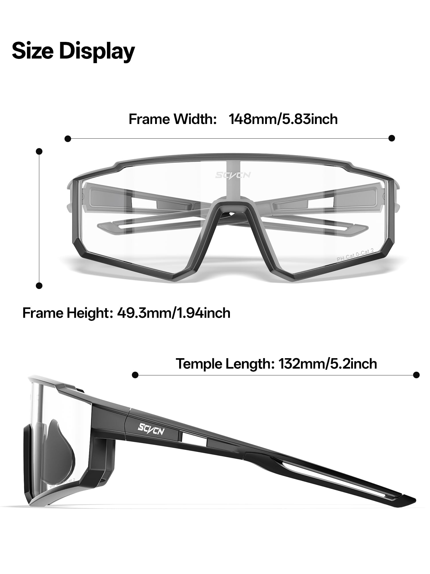 SCVCN Occhiali da ciclismo da uomo e donna, occhiali da bici avvolgenti da 31,6 g con lenti colorate o fotocromatiche e naselli fissi antiscivolo, protezione UV400 per strada, MTB, gravel e tragitto q