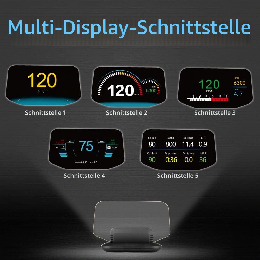 Bediffer Head up Display, C1 OBD2 + GPS LED OBD Auto HUD Head up Display Tachometer Projektorsystem Diagnosewerkzeug