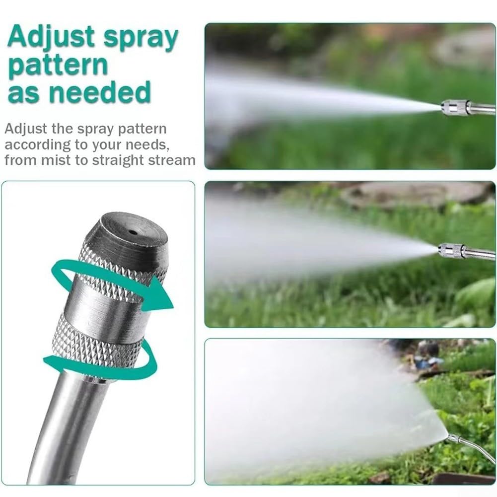 Lanza pulverizadora de acero inoxidable, conector de latón de 44 pulgadas con válvula de cierre, boquilla de repuesto para riego de jardín, control de malas hierbas, agricultura