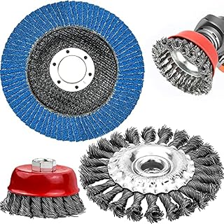 3 Pieces Wire Brush Angle Grinder with 4.5 Inch Sanding Disc, Twist Knot Wire Brush Set Kit for Cleaning and Sanding Fit for 115mm Angle Grinder