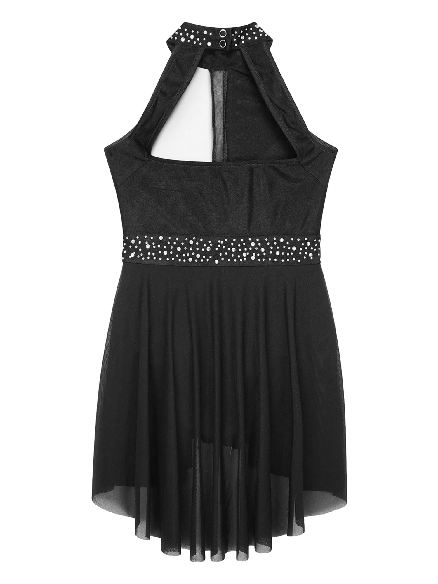 Vestido de Patinaje Artístico Vestido de malla de ballet y gimnasia for niñas, sin mangas, con diamantes de imitación y cuello alto, for patinaje artístico, bailarina, disfraz de escenario