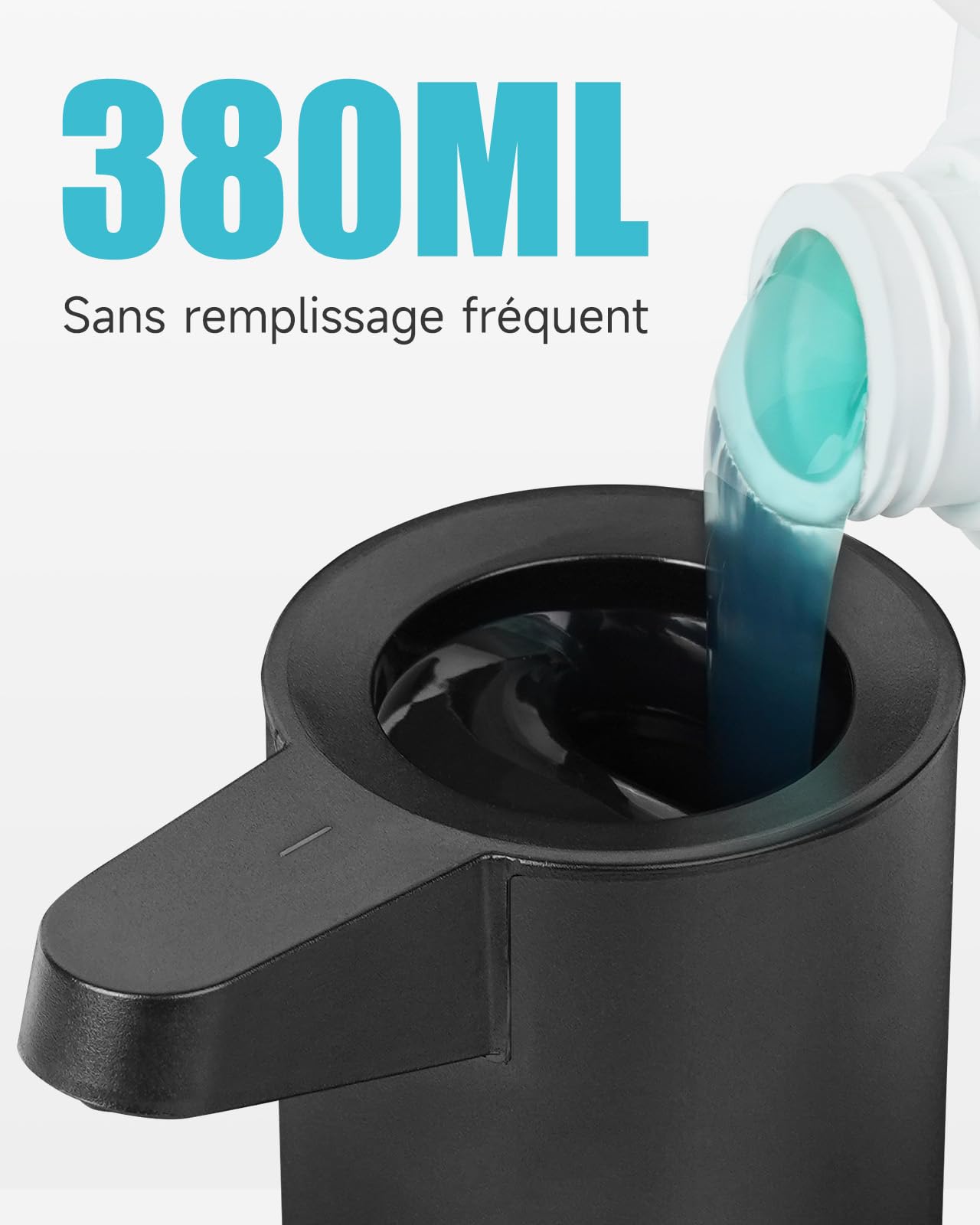 AIKE SensePro Distributeur de Savon Liquide Automatique, Rechargeable USB-C, Acier Inoxydable Noir Mat 380ml