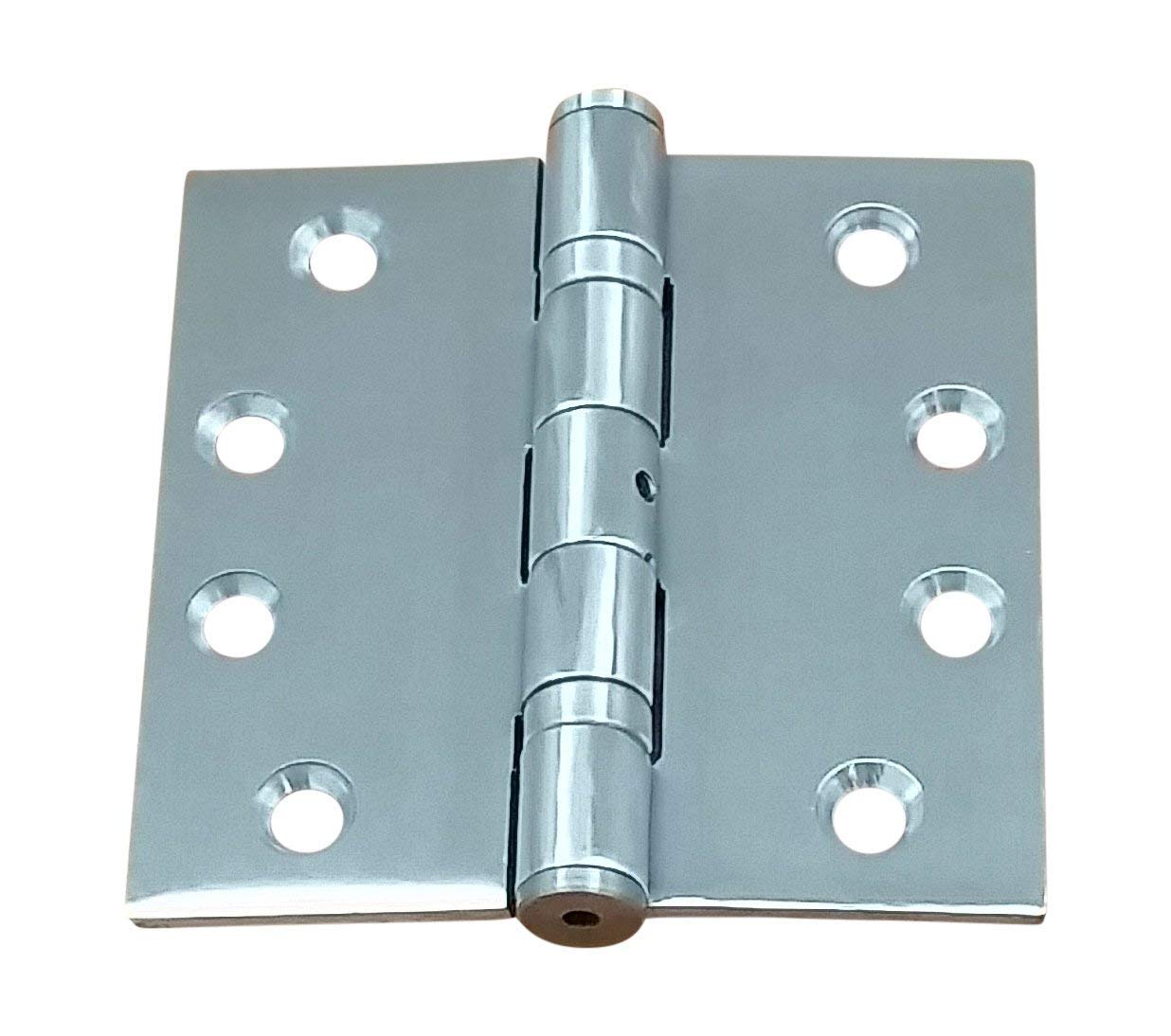 Hinge Outlet Stainless Steel Ball Bearing Door Hinge, 4.5 Inch Square, Full Mortise, Brushed Finish, 2 Pack, Highly Rust Resistant
