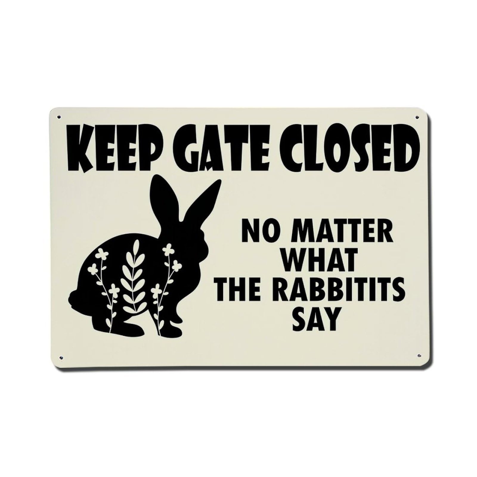 Rabbit Silhouette With Flowers Retro Metal Tin Sign, Vintage Decor Art Poster for Bar, Home, Man Cave, Kitchen, Laundry Room Gift 8x12Inch