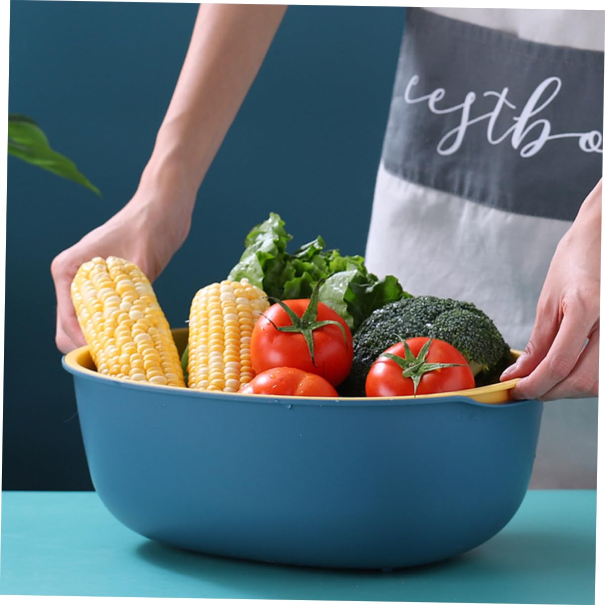 COLLBATH Scolapasta Clip in Plastica Pp a Doppio Strato, Cestino per Lavare Verdure e Frutta, Design Cavo Salvaspazio per Cucina e Casa