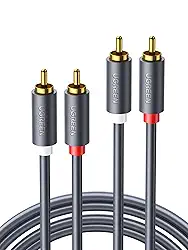 UGREEN Cabo RCA Estéreo - 2RCA Macho para Macho, Cabo de Alto-Falante para Home Theater, 1M