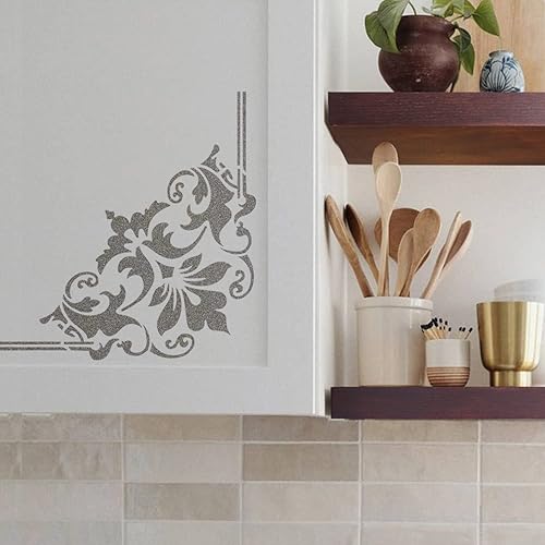 Miniatura 3 de GSS Designs - Plantilla de damasco ornamentada para pintar sobre madera, lienzo, papel, tela, piso, pared y azulejos, 12 x 12 pulgadas, plantilla de