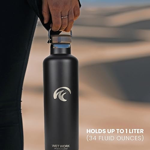 Miniatura 6 de Wet Work Botella de agua de acero inoxidable para bebidas frías y calientes, termo aislado de doble pared para agua, refrescos, café, té con boca
