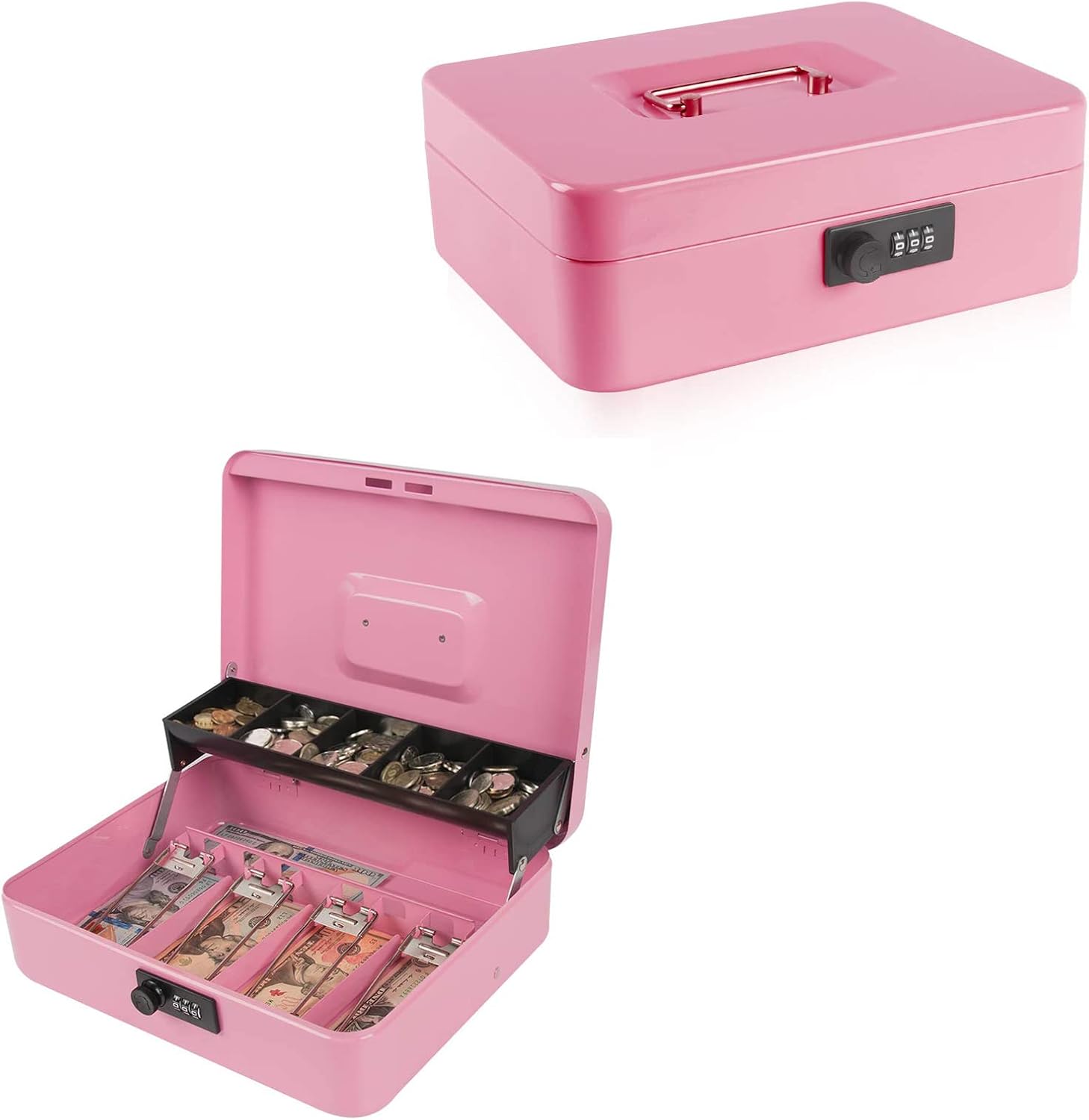 KYODOLED Large Cash Box with Combination Lock,Money Box