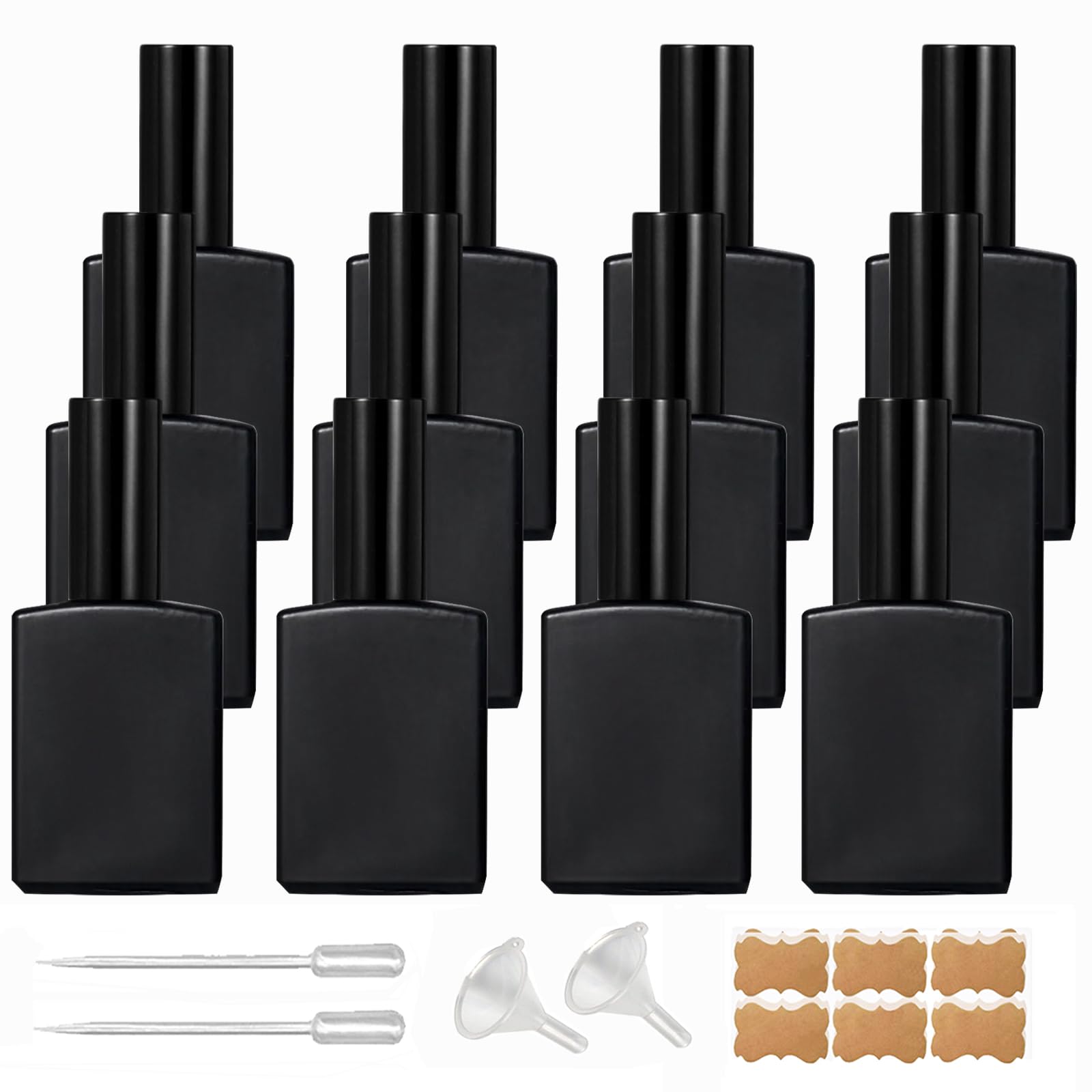 BEGIKET 12 Pack Black Glass Spray Bottle
