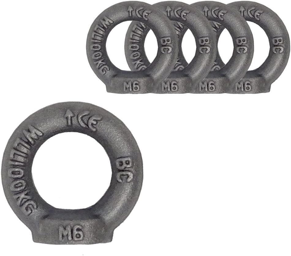 Ring nut M6 DIN 582 C15E 5 pieces eyelet nut iron raw, dark grey, load 70 kg