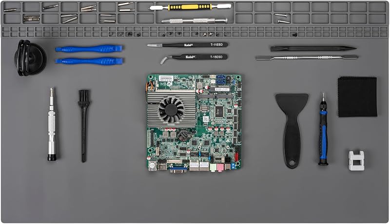 Estera de soldadura extra grande Kaisi, estera de soldadura de silicona resistente al calor 932 °F | Gran banco de trabajo de reparación para electrónica, teléfono, reloj, reparación de portátiles, soldador BGA (gris, 27,6 x 15,7 pulgadas)