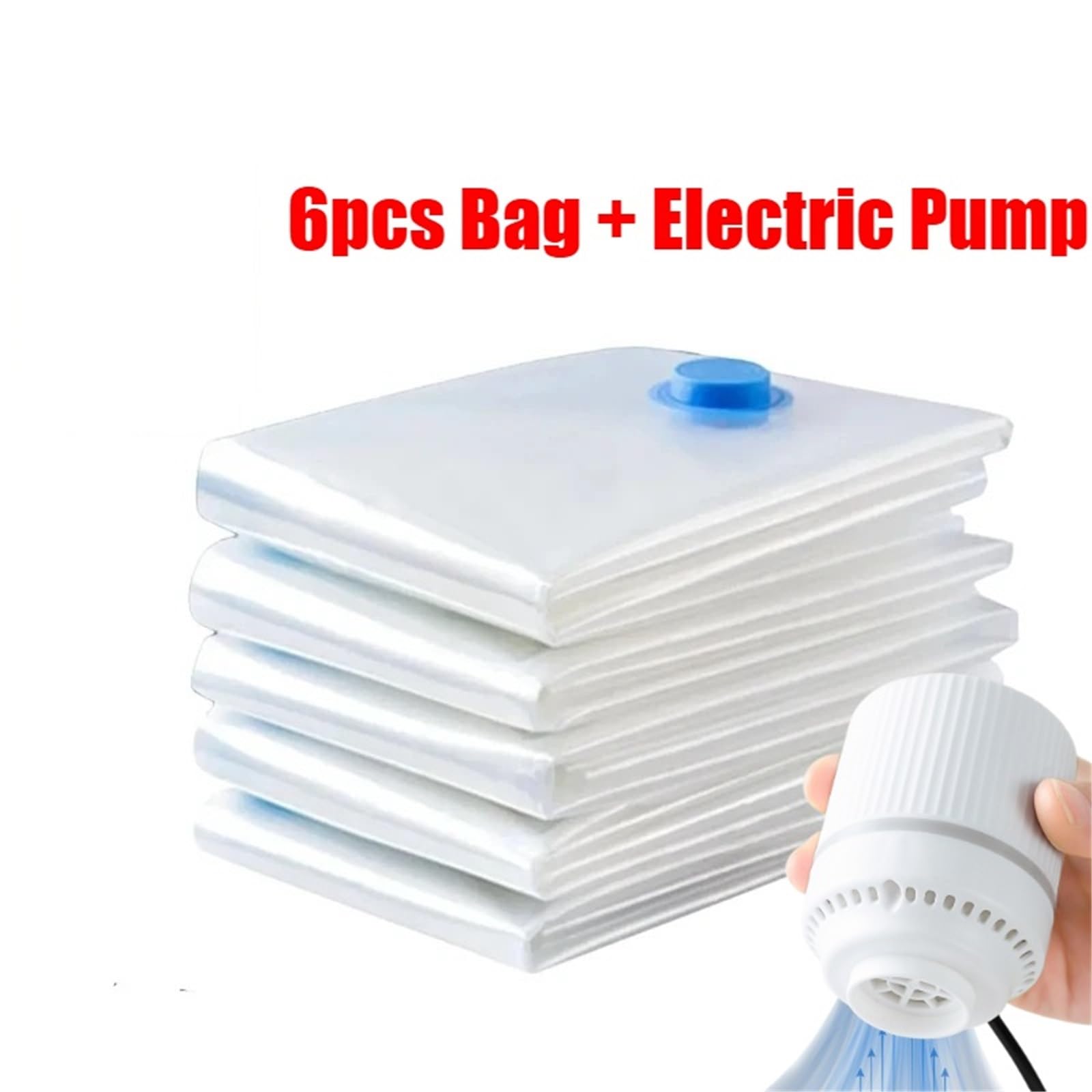 Vakuum-Kompressionsbeutel Vakuumbeutel mit Ventil oder Pumpe | For Aufbewahren von Kleidung, große Kunststoff-Kompressions-Leertasche for Reisen(6PcsBag-Electric Pum,40x60cm)