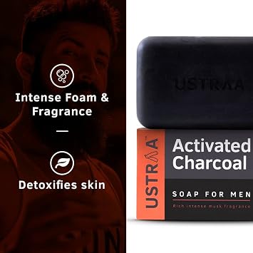 Ustraa Deo Soap For Men With Activated Charcoal, 3.5 Oz (Pack Of 8)