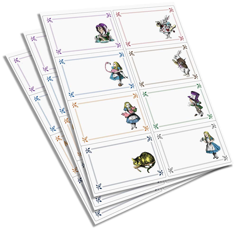 Ozorath Multicolor Alice In Wonderland Label Stickers For Gift Or Name Tags