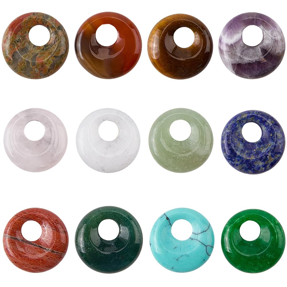 Perles rondes plates 18mm en pierre naturelle pour bracelet et collier DIY