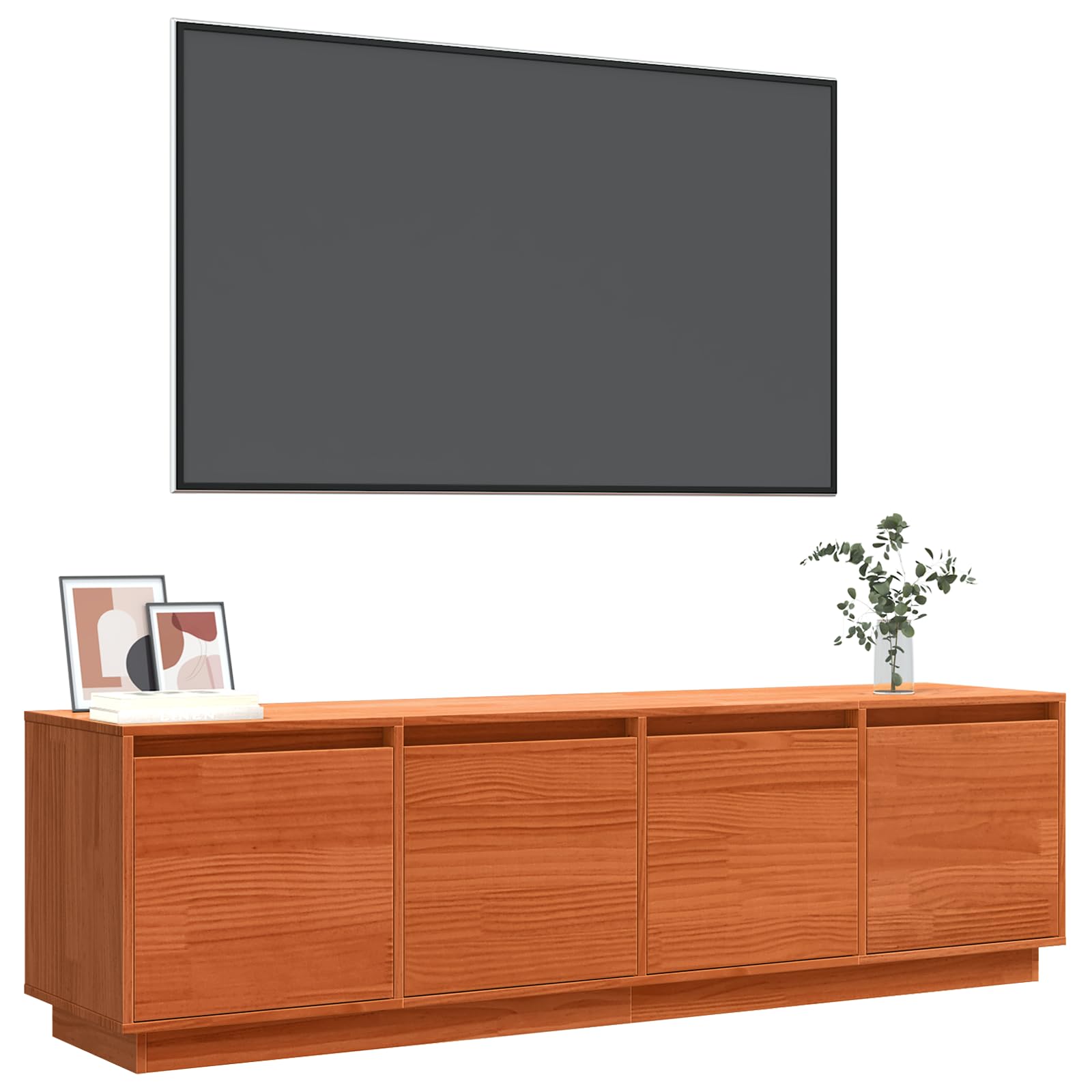 Mobile TV marrone in legno 156 x 37 x 45 cm con vano portaoggetti, credenza bassa per soggiorno, rack HiFi e ripiano multimediale, per home theater, angolo gaming