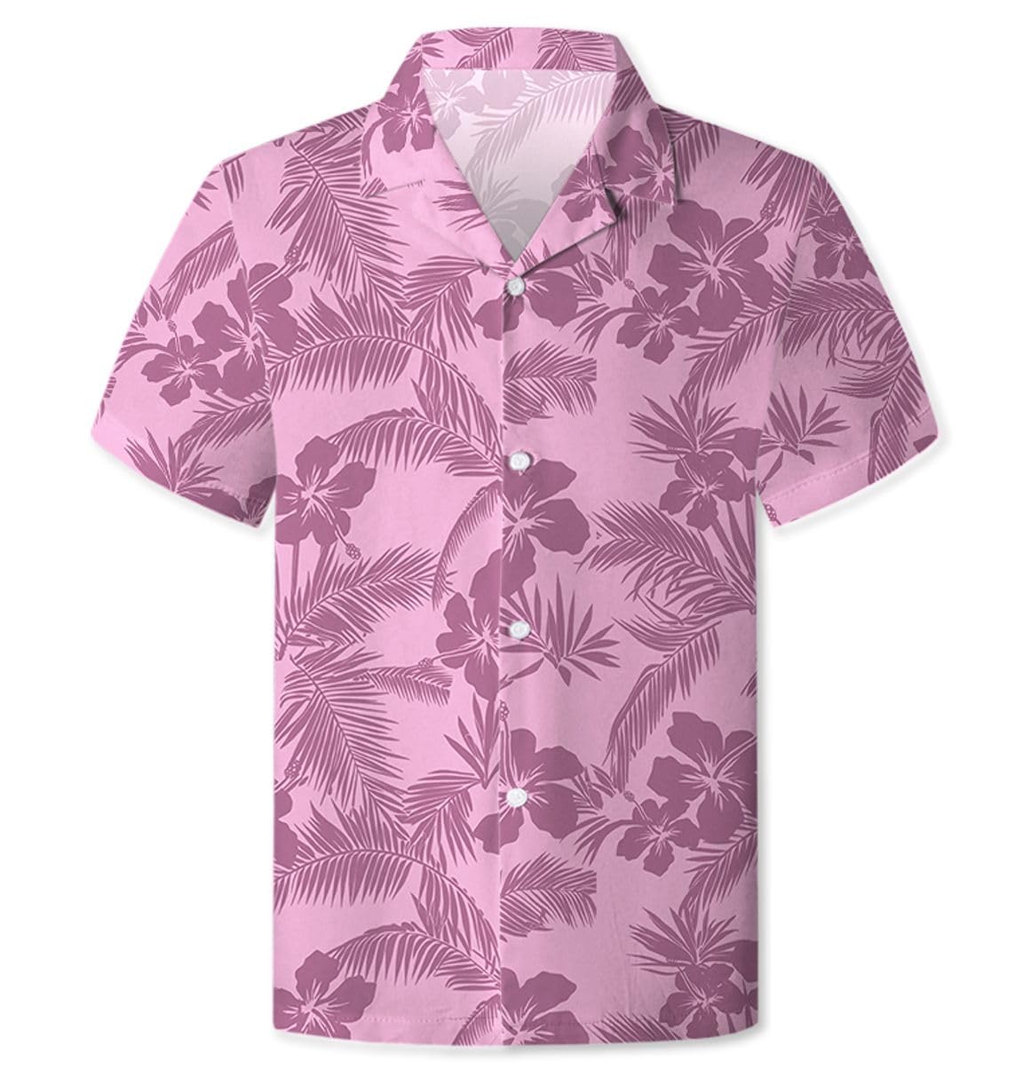 Cromoncent Hawaiian Shirt for Boy&amp;Men Short Sleeve Cuban Collar Tropical Holiday Summer Beach Shirts