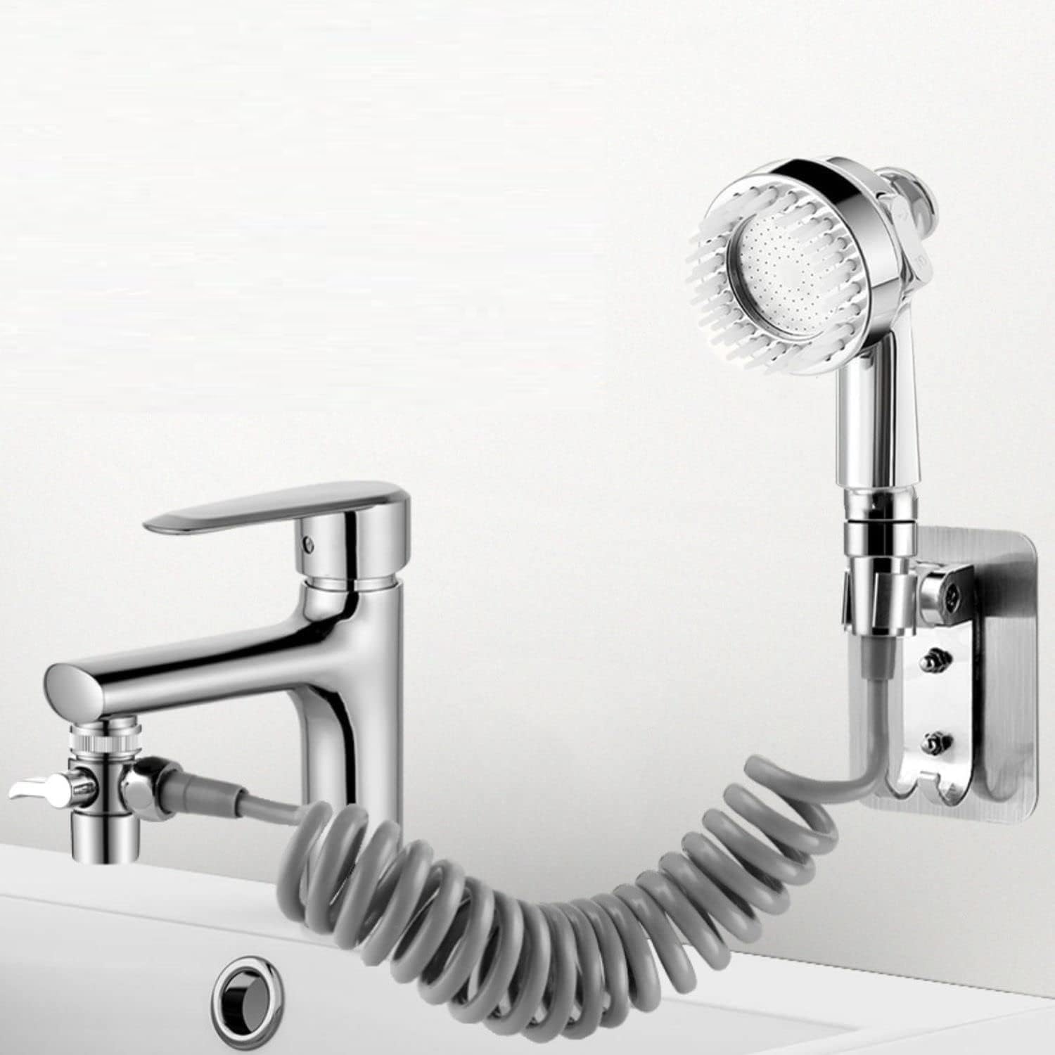 Handheld Shower Kit for Sink, Handheld Shower Accessories for Bathroom Sink and Bathtub, Faucet Hose Spray Kit for Shampoo and Pet Bath, Pressurized Sink Faucet with External Shower Nozzle