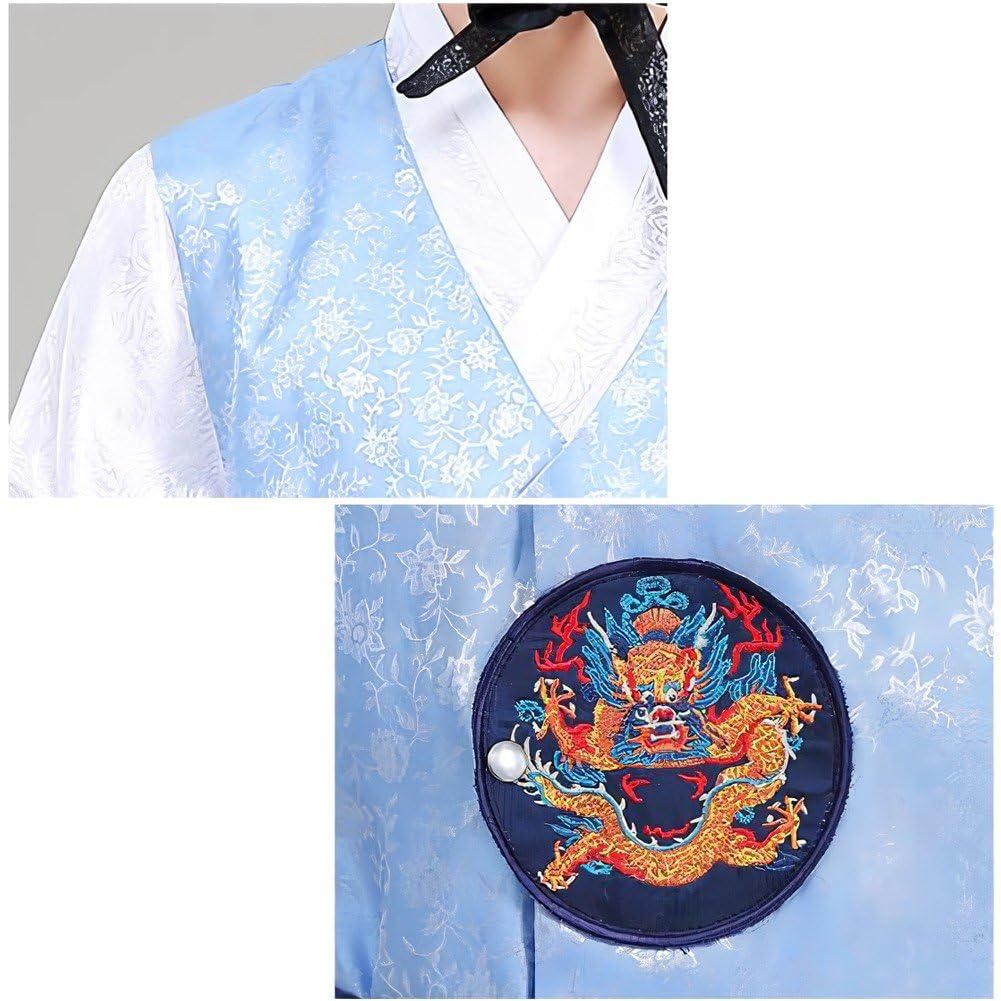 Hanbok Tradycyjny Męski Kostium Narodowy, Koreański Kostium Narodowy, Koreański Trybunał Strój na występy sceniczne, Cosplay i Halloween