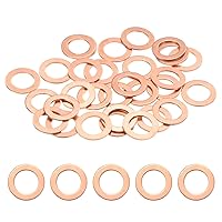 Vista 13 de Paquete de 30 arandelas de cobre, arandelas métricas de sellado de cobre M6x10x1mm para pernos, tornillos, tuercas